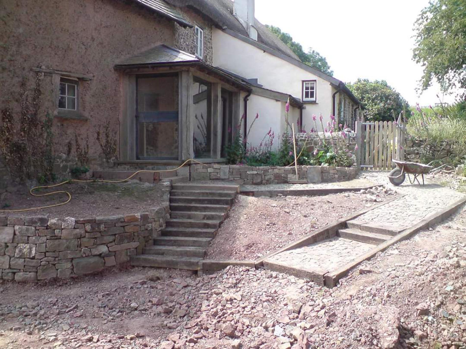 dry stone wall patio construction