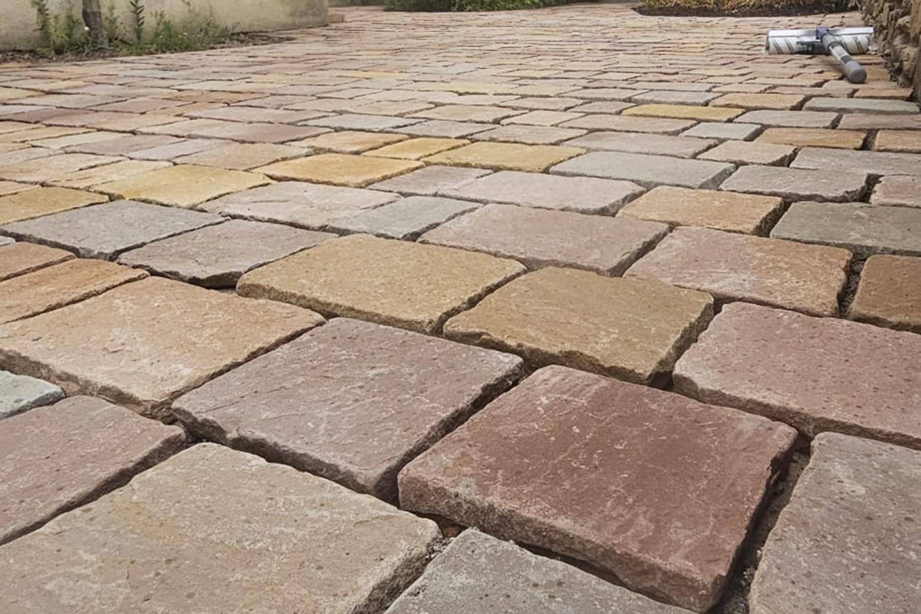 square cobble patio