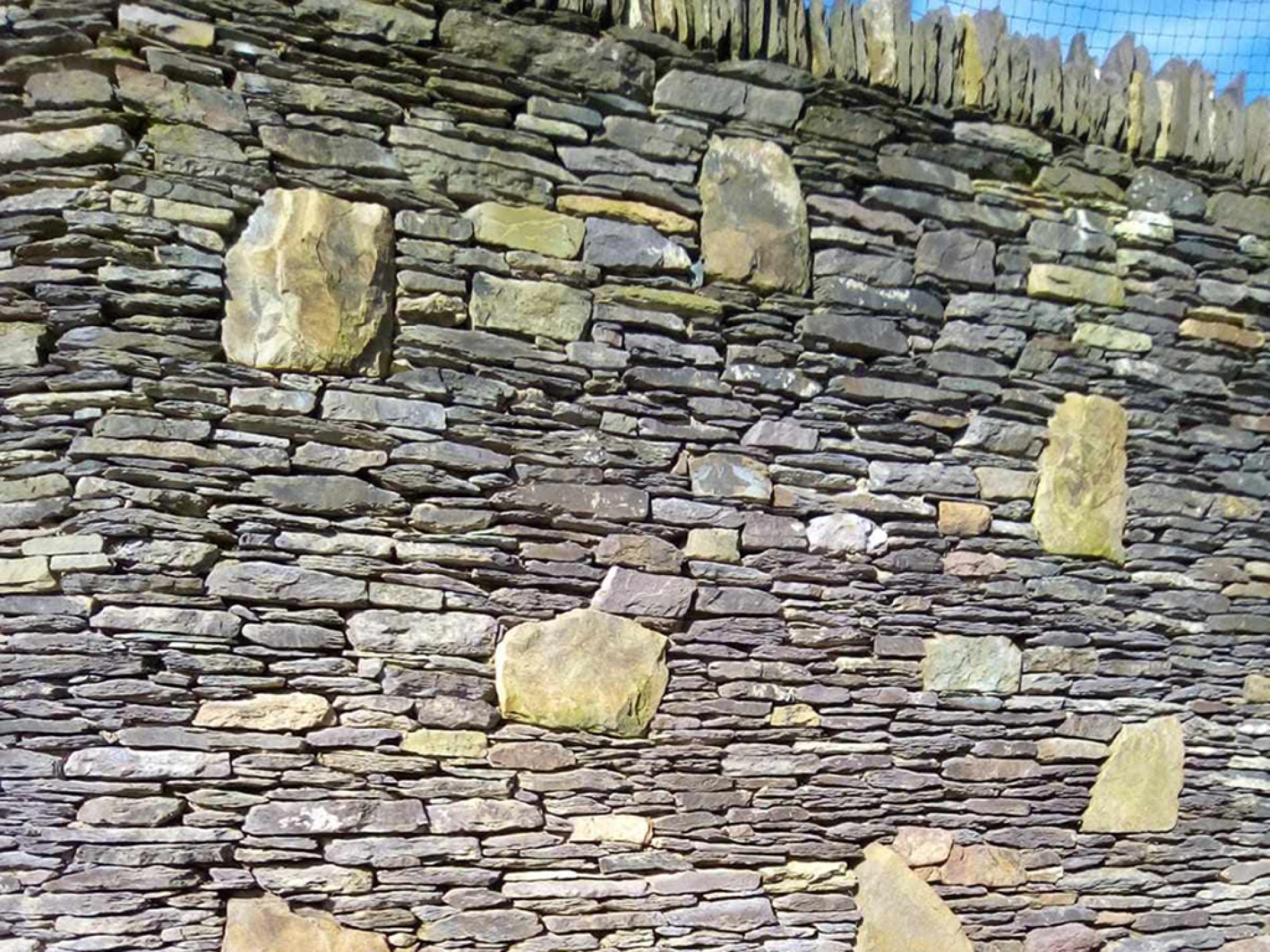 stone cladding on external wall