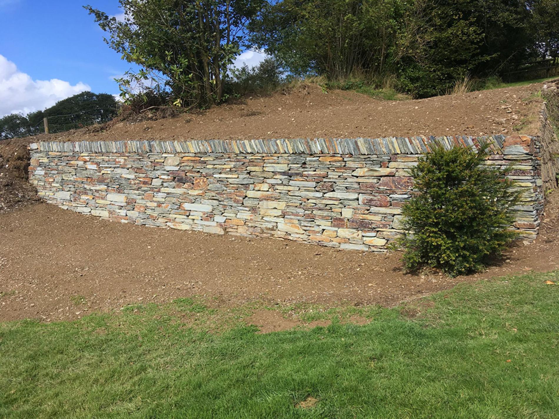 drystone retaining wall in Devon